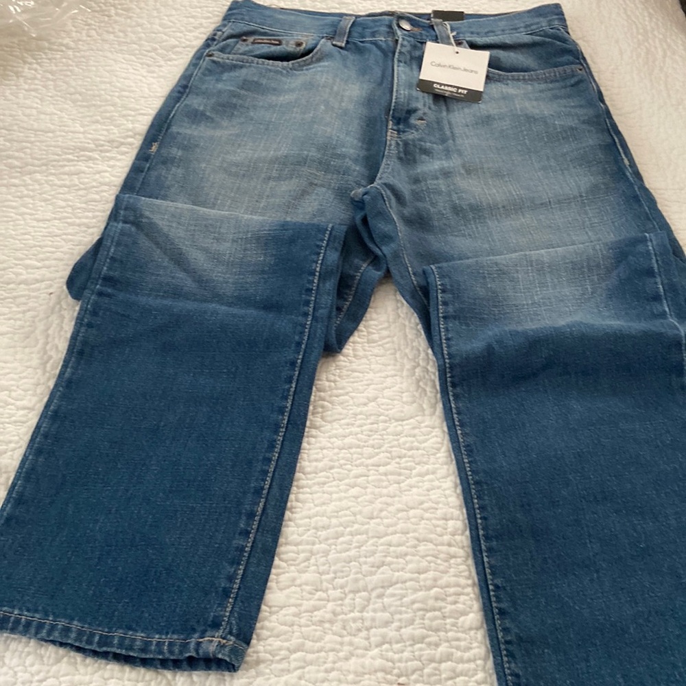 CALVIN KLEIN Mens Dark wash Denim Blue Jeans Size 30